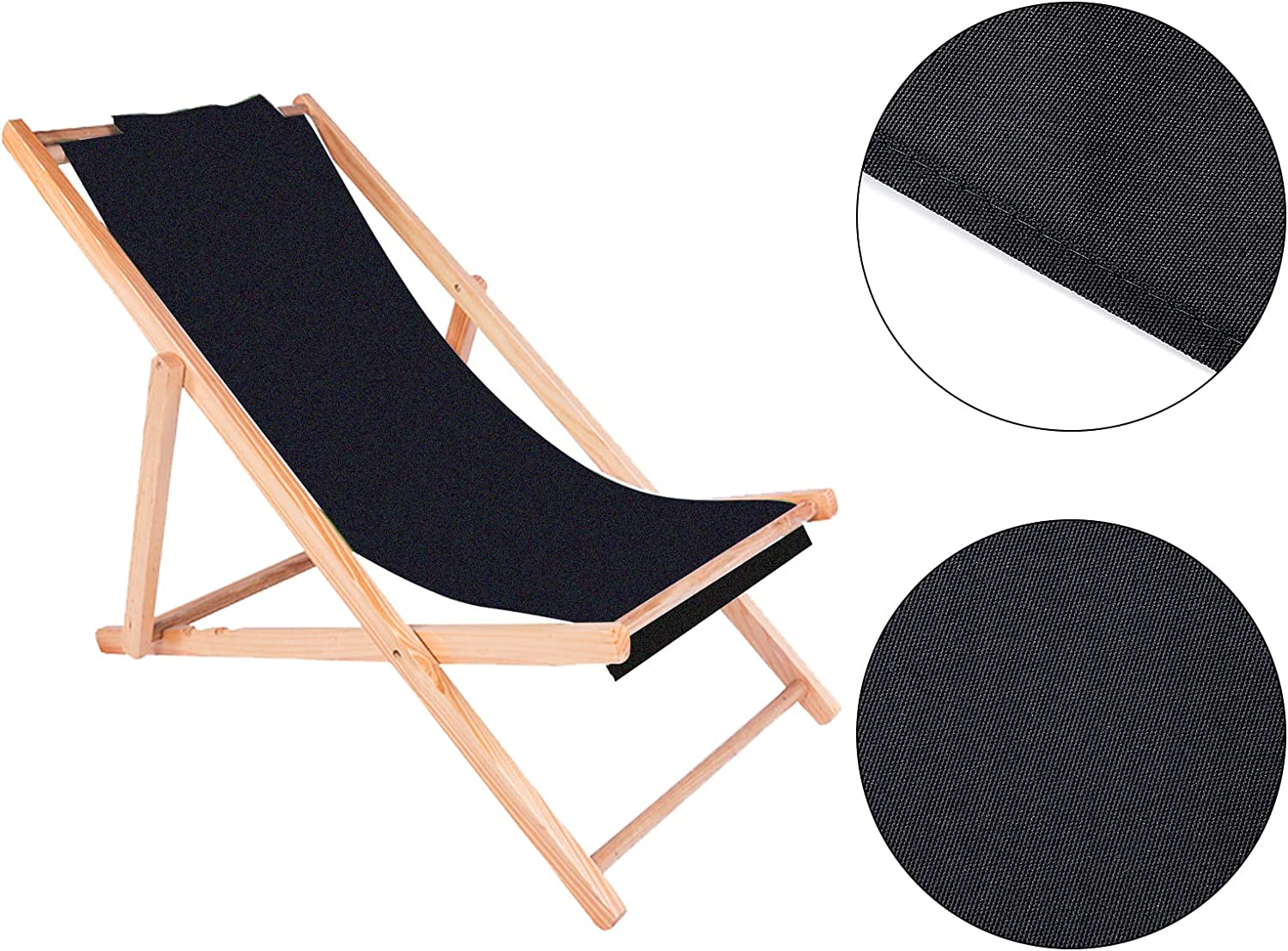 Beach Sling Chair Replacement Fabric Black Casual Simple Beach Chair Replacement Oxford Cloth for Home Beach Chair Protect Replacement (44.69x17.13inch)