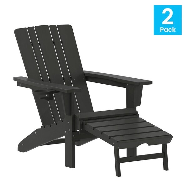 Commercial AllWeather Adirondack Chair with Pullout Ottoman and Cupholder