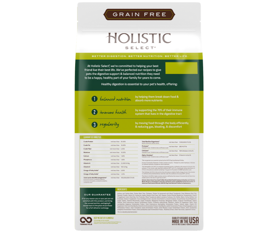 Holistic Select - Small and Mini Breed， Adult Dog Grain-Free Anchovy，