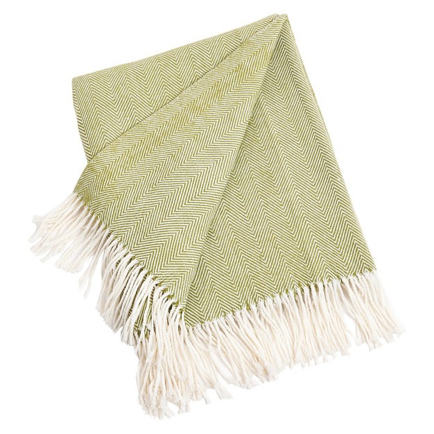 Herringbone Tassel Fringe Throw Blanket Saro Lifestyle