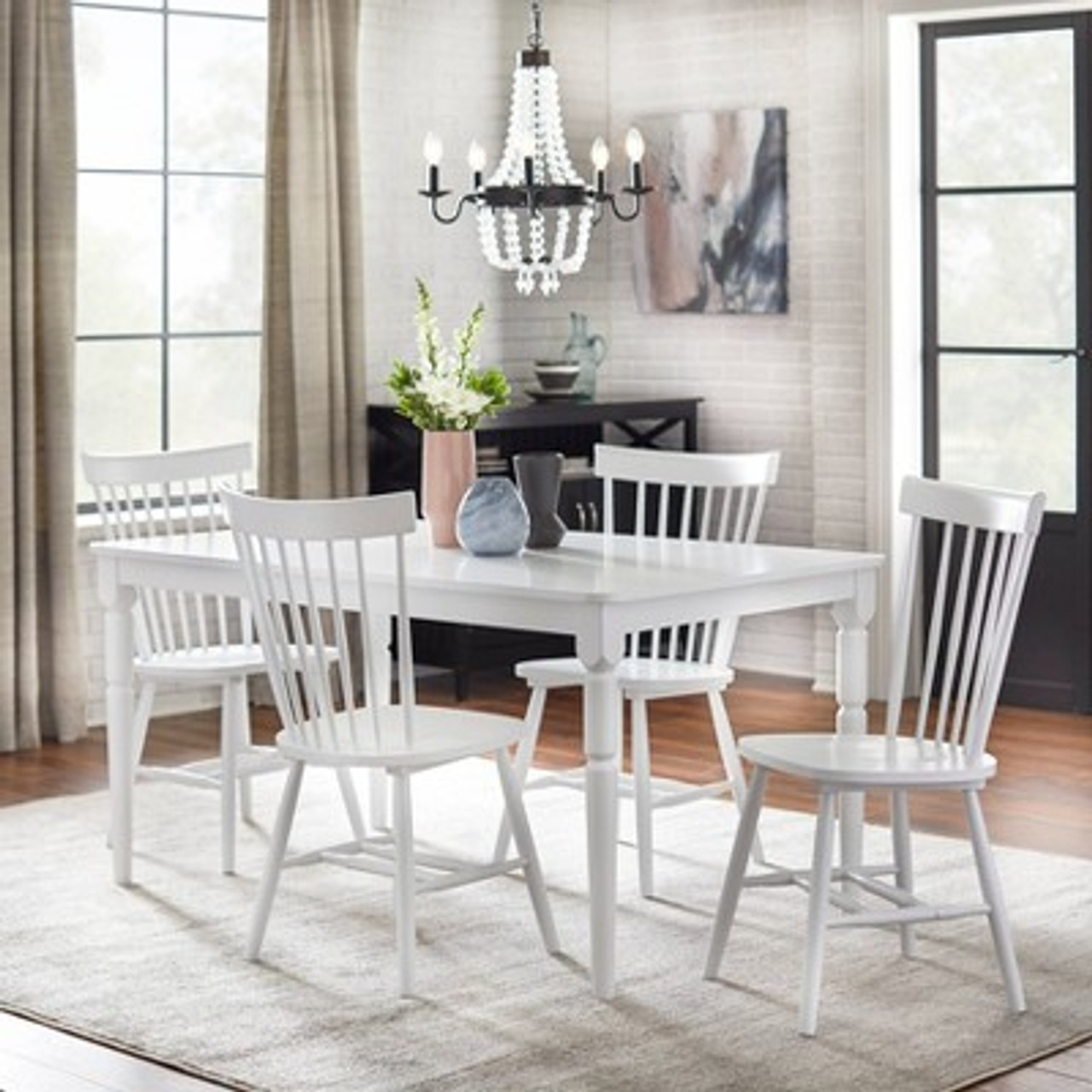 Set of 2 Venice High Back Contemporary Windsor Dining  Chairs White - Buylateral