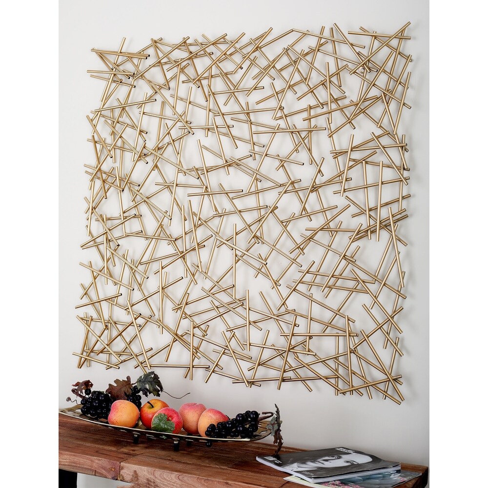 Gold Metal Overlapping Lines Geometric Wall Decor   40 x 2 x 40