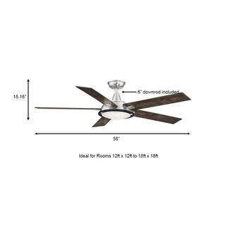 Home Decorators Collection Merienda 56 in. LED Brushed Nickel Ceiling Fan with Light AM686-BN