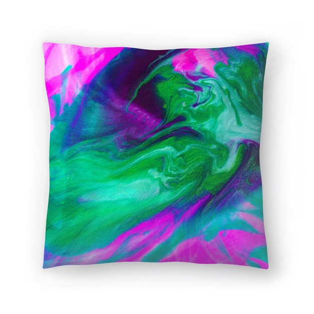 Americanflat Abstract Hot Pink Emerald By Ashley Camille Throw Pillow