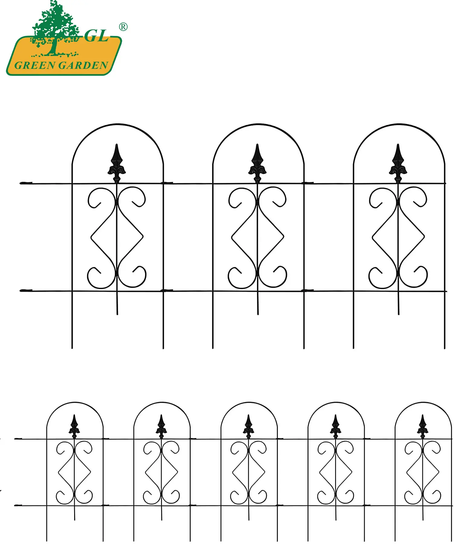 Decorative Garden Fence Total Rustproof Metal Wire Fencing Border Animal Barrier Flower Edging for Landscape Yard Outdoor Arched