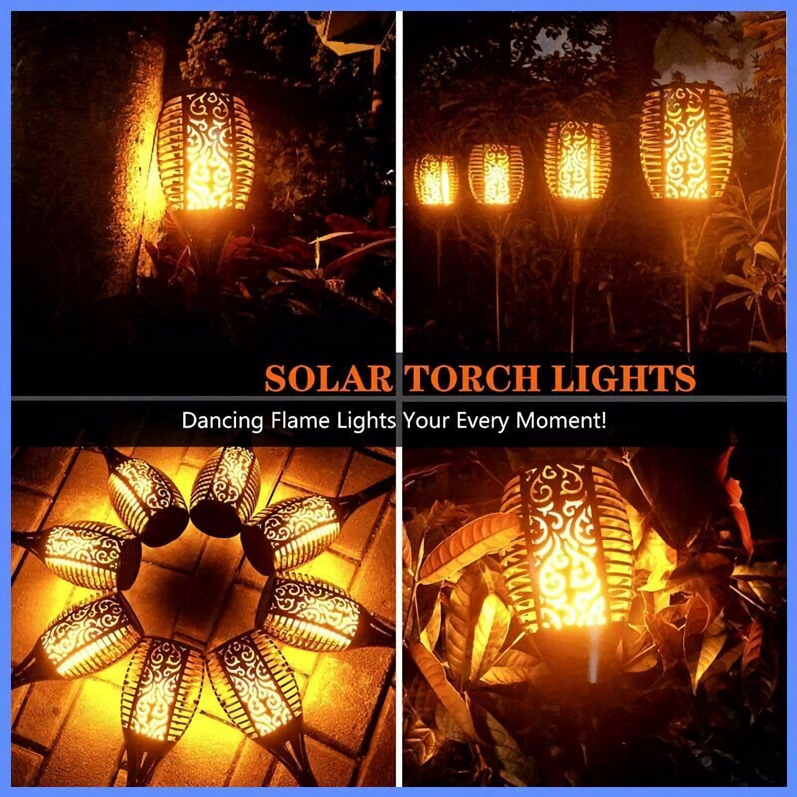 Sowaz Solar Lights Waterproof Flickering Flames 12 LED Outdoor Solar Landscape Decoration Pathway Garden Patio Driveway 6 units