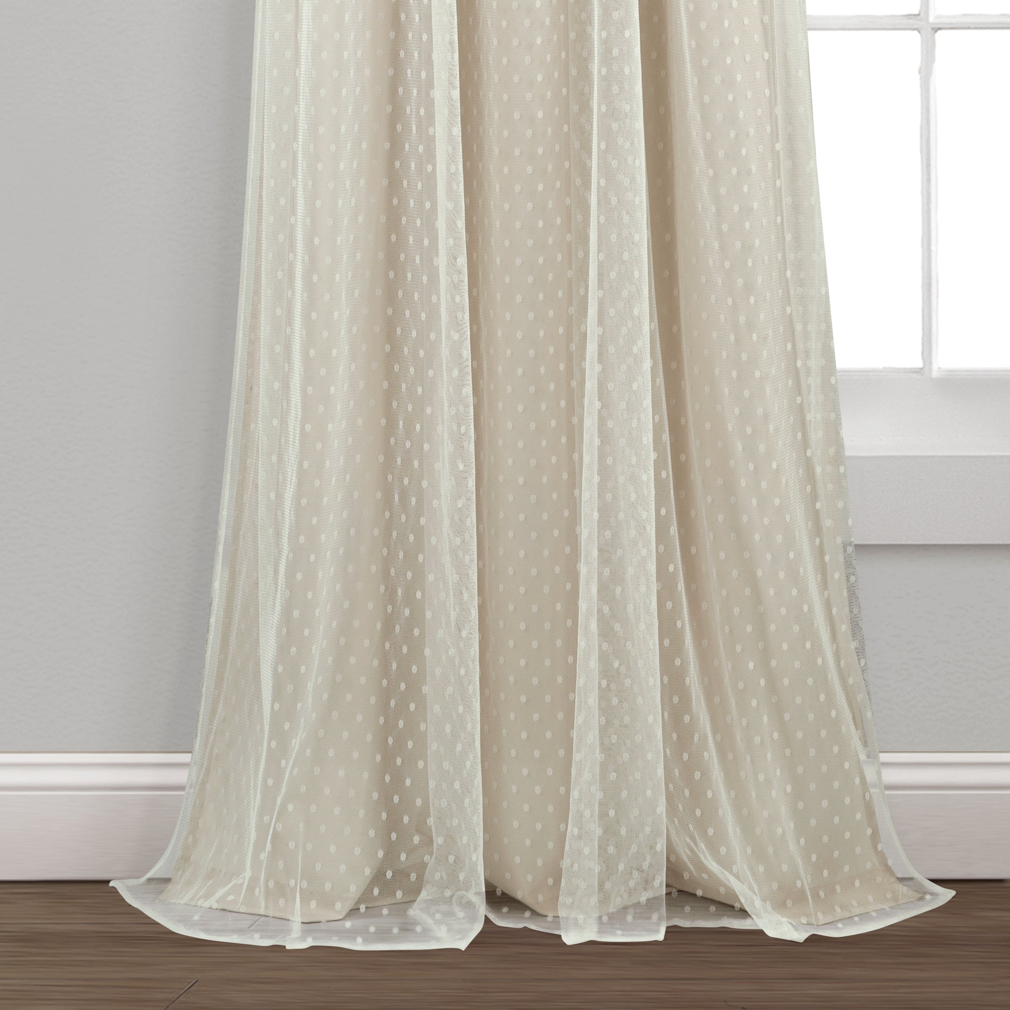 Cottage Polka Dot Sheer Window Curtain Panel Set