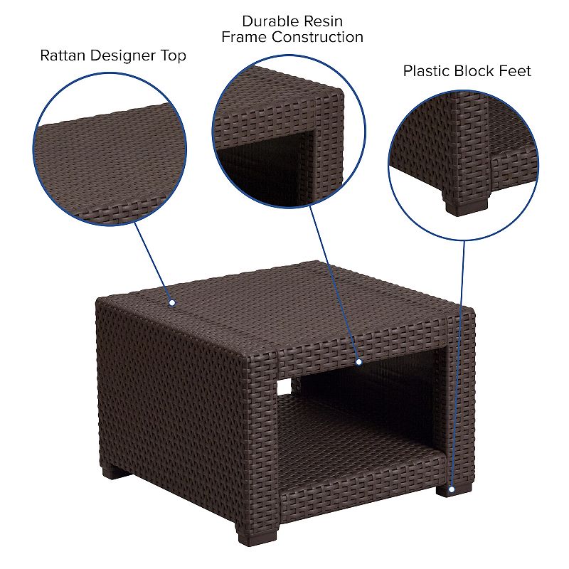 Flash Furniture Faux Rattan End Table