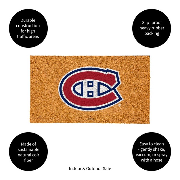 Evergreennhlmontreal Canadiens Logo Natural Coir 28 X 16 Inches Indoor Outdoor Doormat