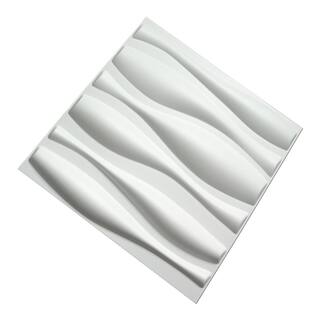 Art3d 19.7 in. x 19.7 in. White PVC 3D Wall Panels Wave Wall Design (12-Pack) A10002