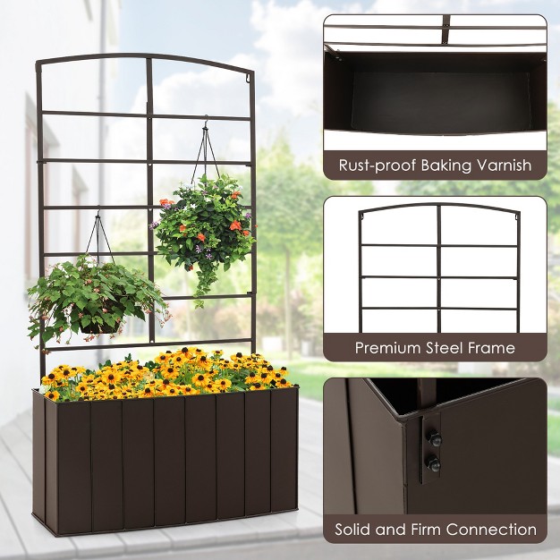 Costway Outdoor Metal Raised Garden Bed Planter Box Container For Flower Climbing Plants