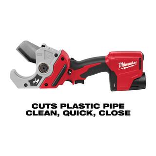 MW M18 18- volt Lithium-Ion Cordless Short Throw Press Tool Kit with 3 PEX Crimp Jaws with M12 PVC Shear Kit 2674-22C-2470-21