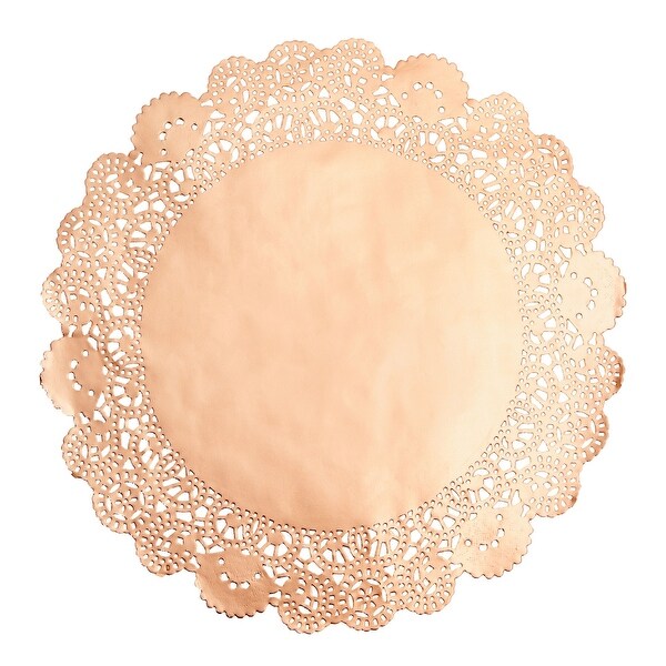 100 Pack Metallic Lace Paper Doilies Copper Orange Placemats 10 In