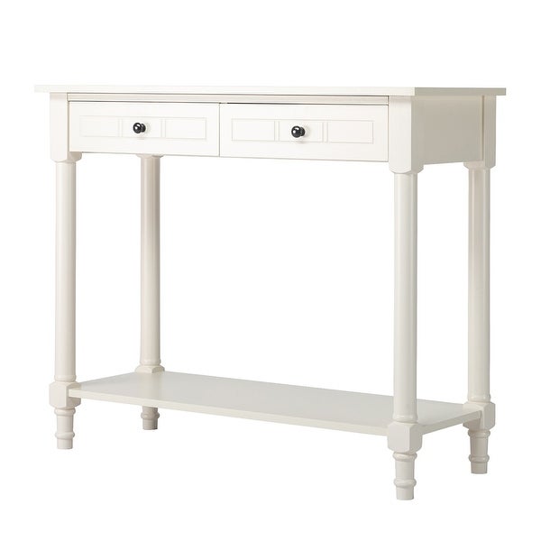 2-Tier Console Table with 2 Drawers， Sofa Table with Storage Shelves