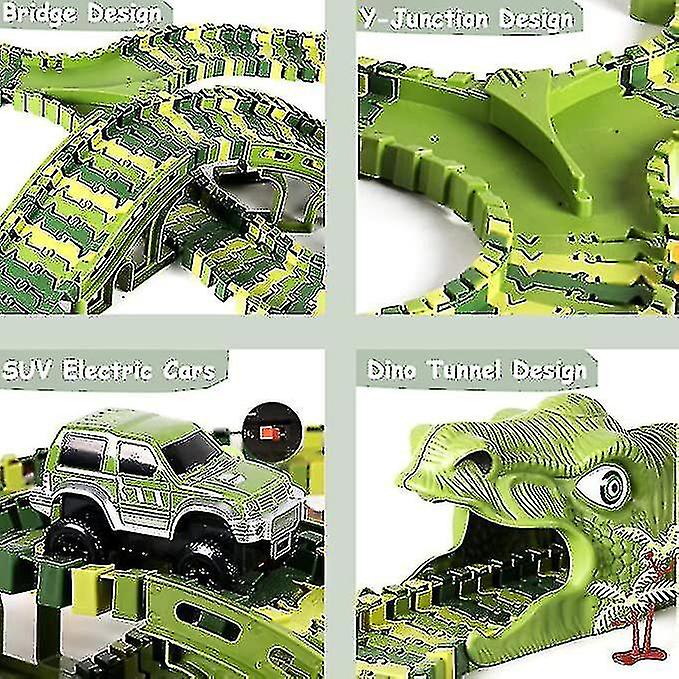 240 Pcs Dinosaur Toys， Dinosaur Toys Race Track Playset For Boys And Girls Gifts