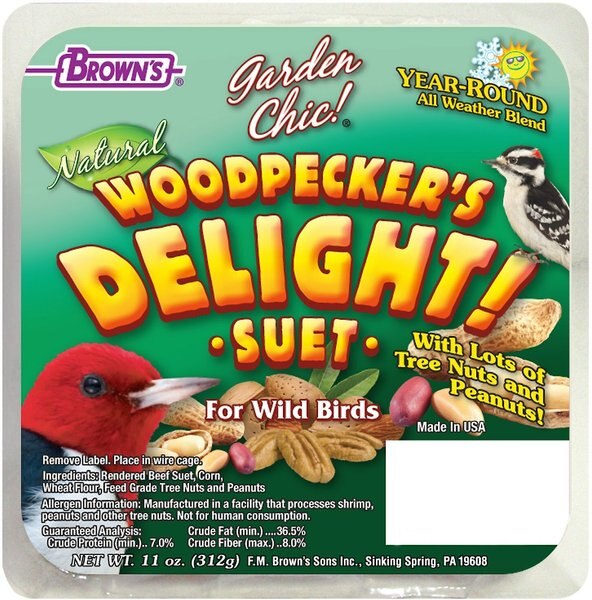 Brown's Garden Chic! Woodpecker's Delight! Suet Wild Bird Food