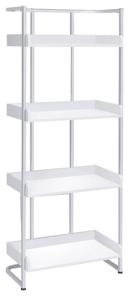 Ember 4 shelf Bookcase White High Gloss and Chrome   Modern   Bookcases   by Modon  Houzz