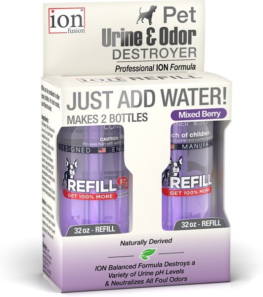 Ion Fusion Professional ION Formula Mixed Berry Pet Urine and Odor Destroyer Refill， 32-oz， 2 count