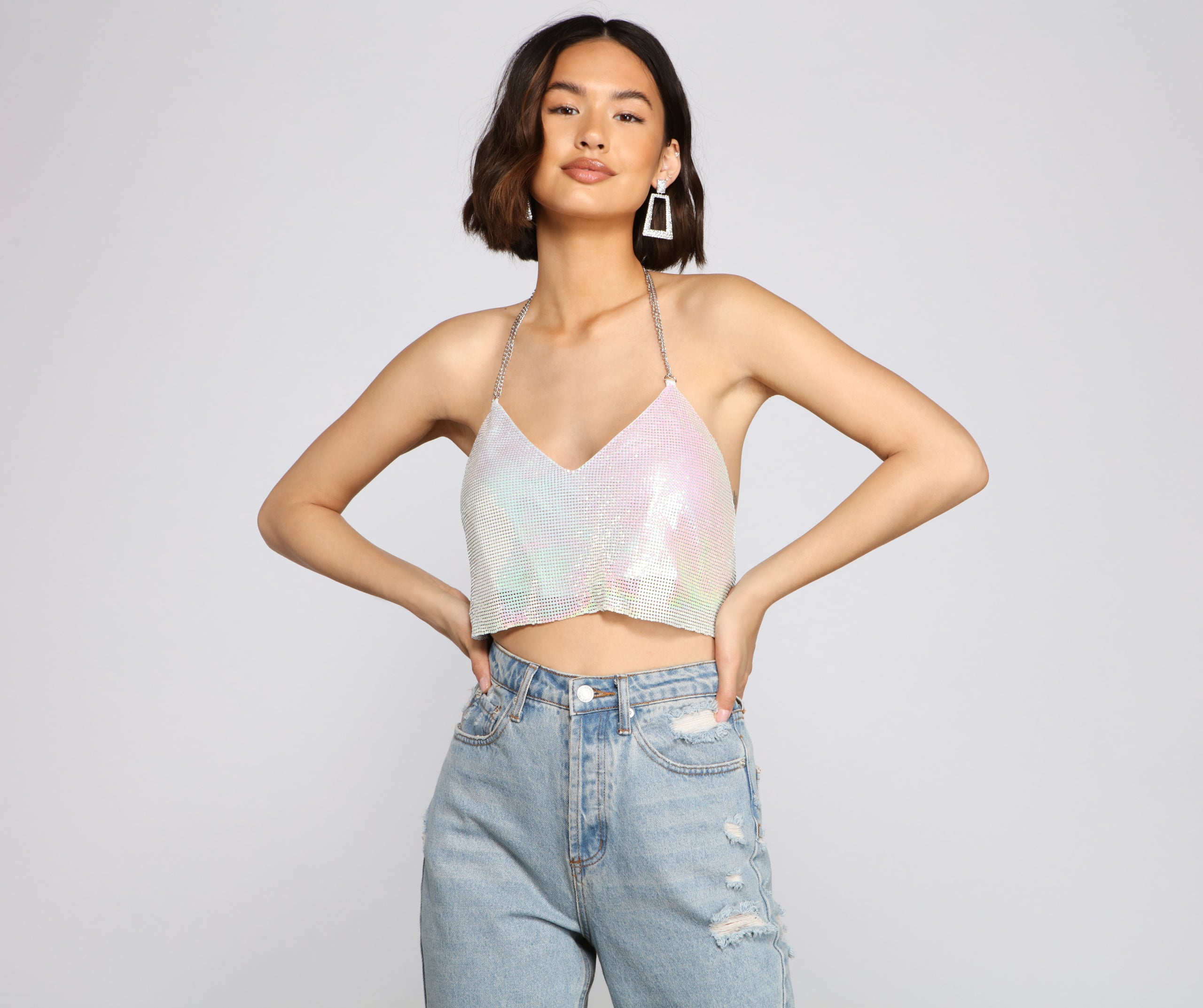 All The Glitz Chainmail Halter Top