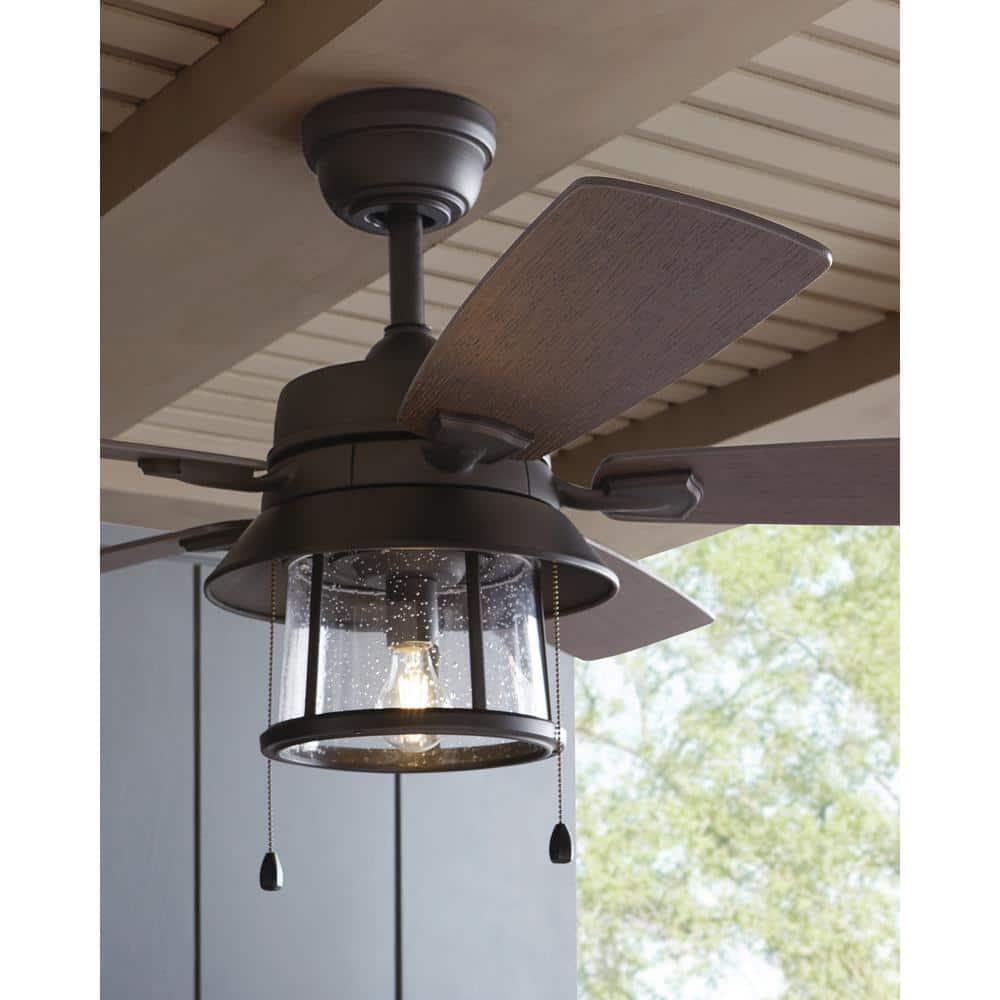 Home Decorators Collection Shanahan 52 in IndoorOutdoor LED Bronze Ceiling Fan with Light Kit Downrod and Reversible Blades