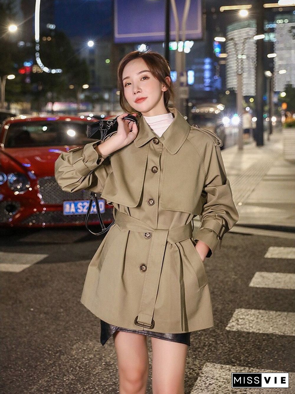 Fashionable Windbreaker Women's New Autumn Winter Long Sleeved Jacket Casual Solid Color Top Trench Coat For Women Jackets