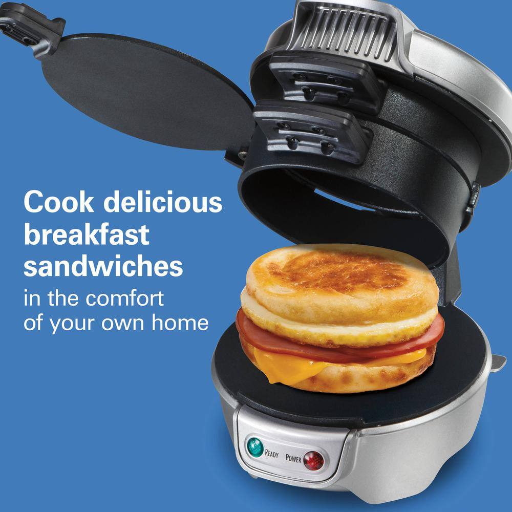 Hamilton Beach 600 W Silver Non-Stick Breakfast Sandwich Maker 25475