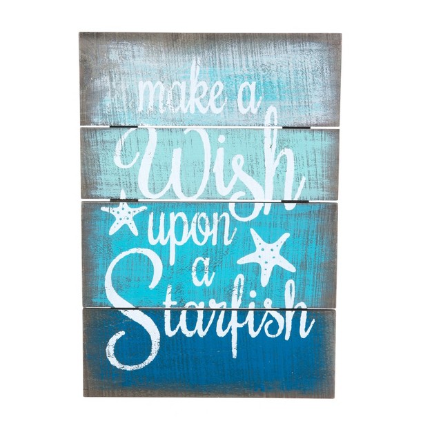 Beachcombers Wish Upon A Starfish Coastal Plaque Sign Wall Hanging Decor Decoration For The Beach 11 X 15 75 X 0 25 Inches