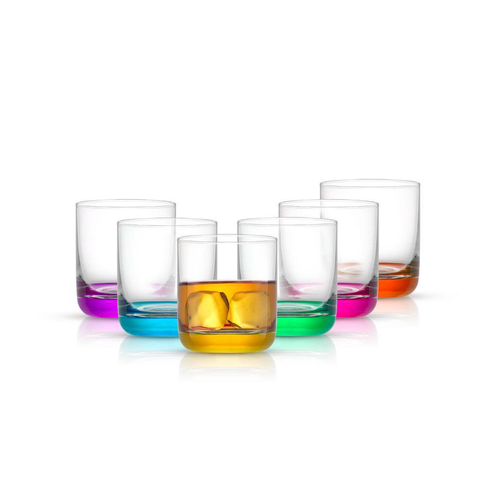 JoyJolt Hue 10 oz. Multi Colored Double Old Fashion Drinking Glass (Set of 6) JG10272