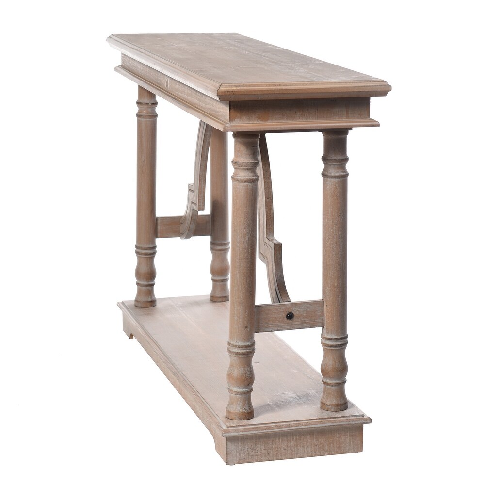 StyleCraft Wood Trestle Console Table with Arch Design   Brown with Whitewash Undertones