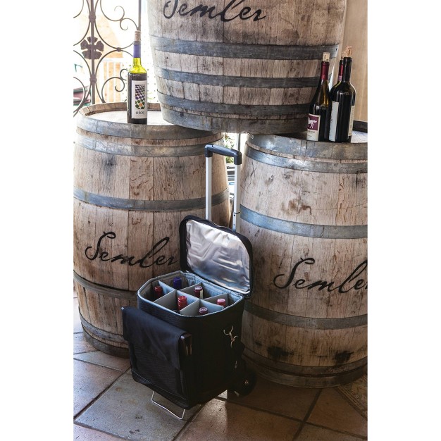 Picnic Time Six Bottle Wine Carrier And 2 25qt Cooler Tote Black