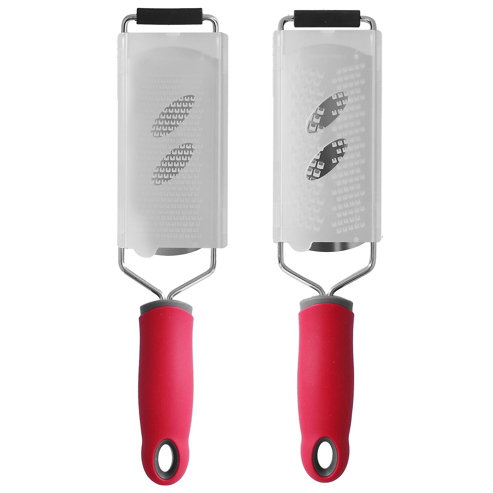 Stainless Steel Cheese Grater Multifucntional Lemon Chocolate Zester With Non Slip Handle2pcs/set Fine Teeth+dual Use