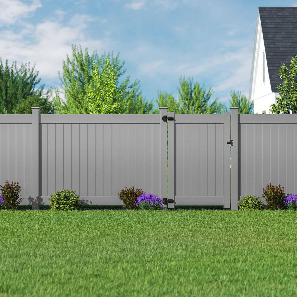 Barrette Outdoor Living Linden 6 ft. x 8 ft. Gray Vinyl Fence Panel Kit 73050721