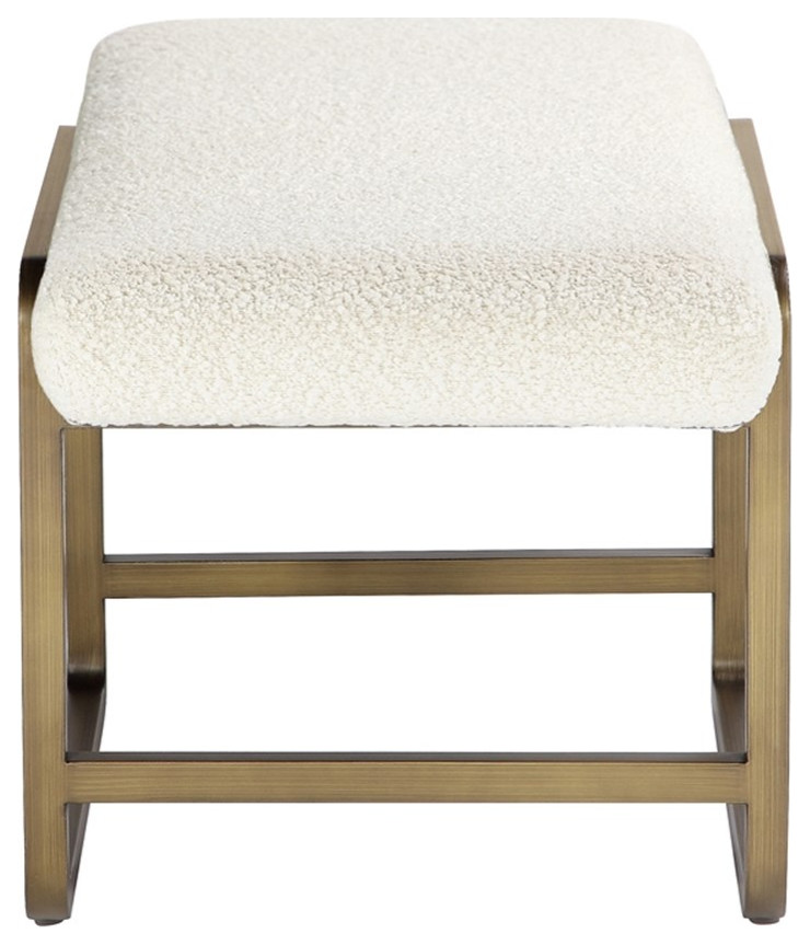 American Home Classic Cole Modern Stainless Steel/Boucle Stool in Brass/Ivory   Contemporary   Footstools And Ottomans   by American Home Classic Inc.  Houzz