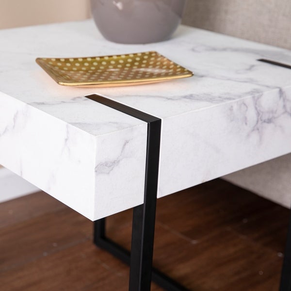 SEI Furniture Kiernan Modern Faux Marble Side Table