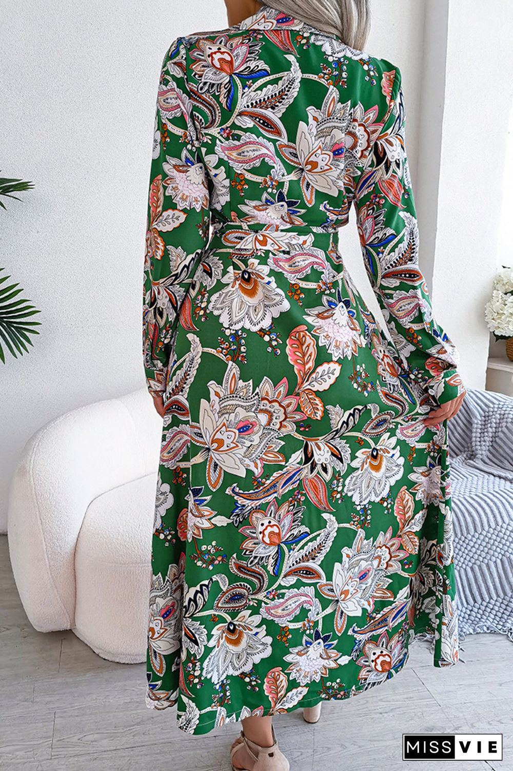 Paisley Floral Printed Button Maxi Dress