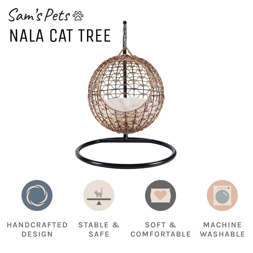 Sam's Pets Nala Medium Brown Hanging Egg Cat Condo Bed SP-CB1296BR