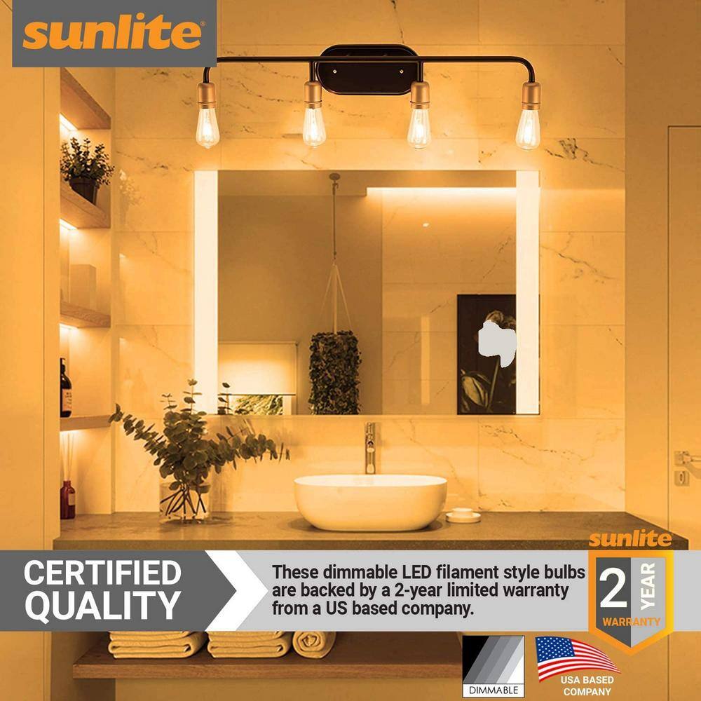 Sunlite 25-Watt Equivalent ST19 Dimmable Edison Filament LED Light Bulb Amber 2200K (6-Pack) HD02416-6