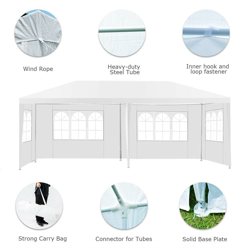 Canada Only - 10 x 20 FT Outdoor Party Wedding Canopy Tent with 4 Removable Sidewalls & Carry Bag