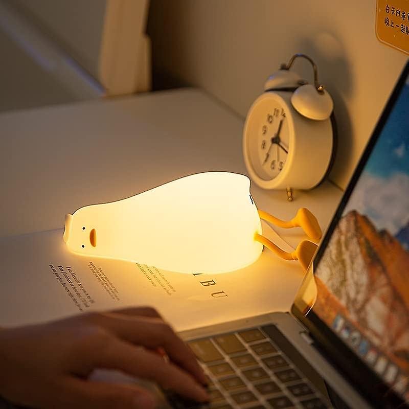 Led Lying Flat Duck Night Light，cute Lamps Silicone Squishy Light Up Duck，rechargeable Bedside Touch Lamp For Breastfeeding Toddler Baby Kids Decor