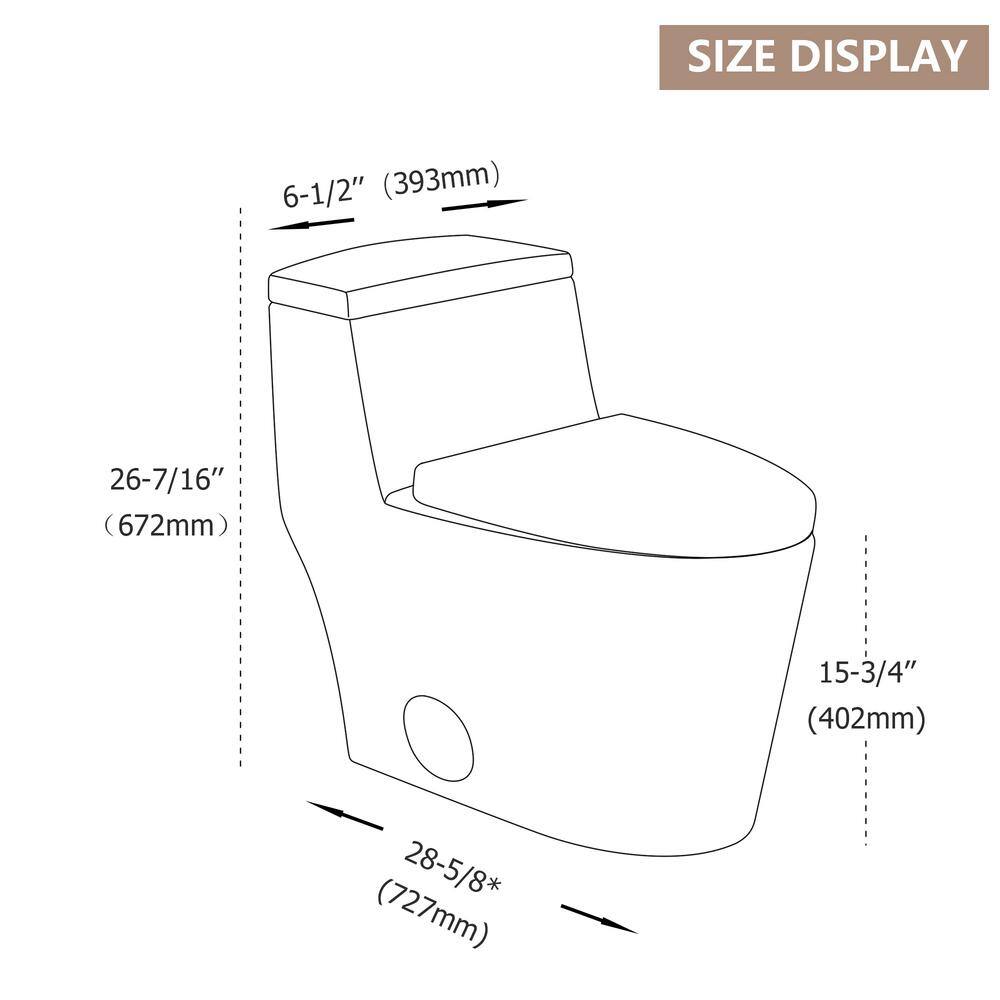 LORDEAR 12 in. Rough-In 1-Piece 1.281.1 GPF Single Flush Elongated Toilet in White Soft Close Seat Included MT80CL3