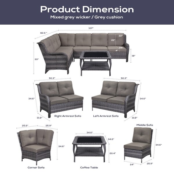 Pocassy Patio Sofa Swivel Chair Ottoman and Table