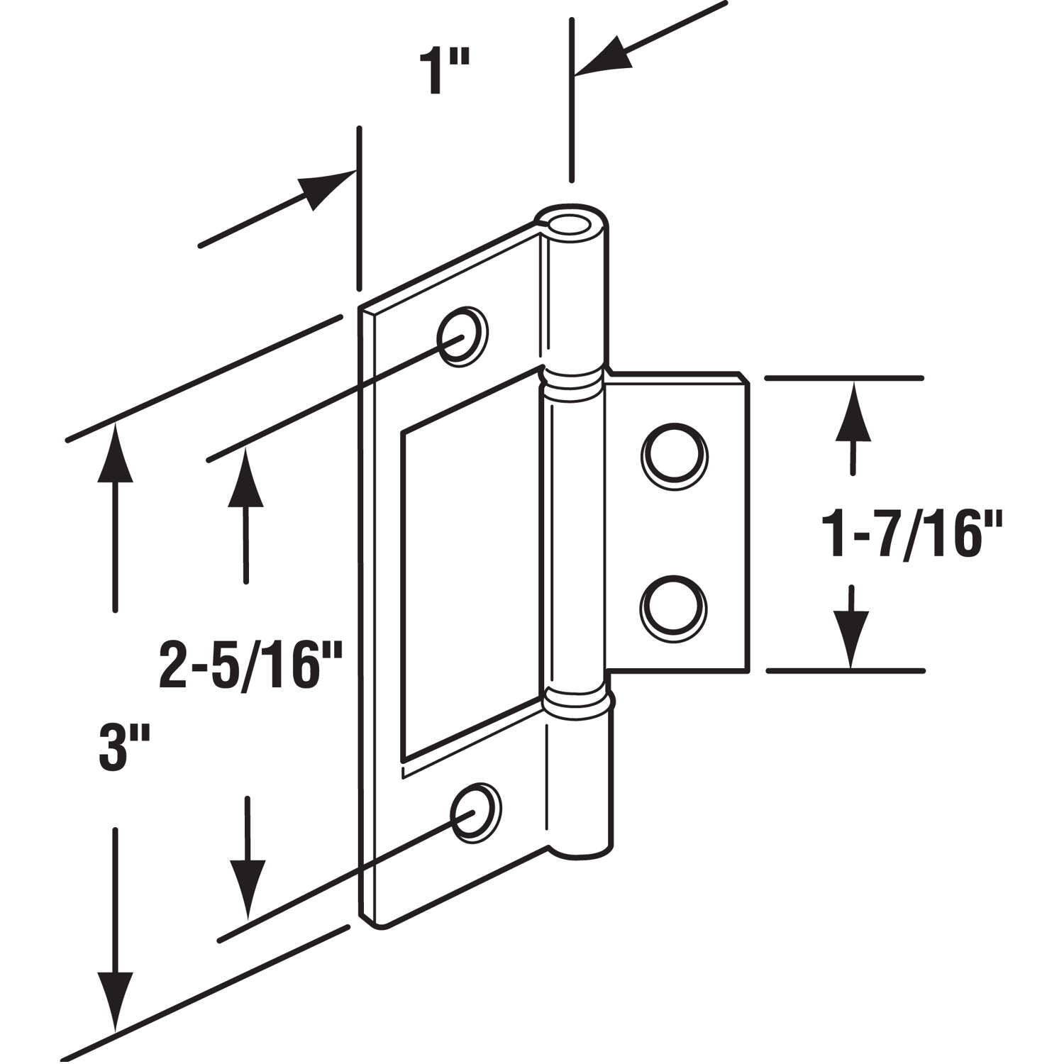 Prime-Line 3 in. L Satin Nickel Bi-fold Door Hinge 2 pk