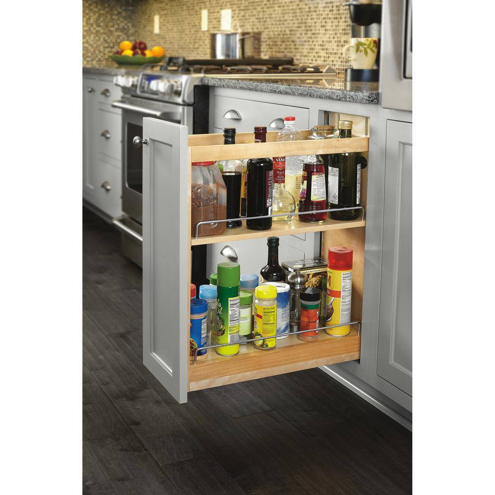 Rev-A-Shelf 25.5 in. H x 5.44 in. W x 21.62 in. D Pull-Out Wood Base Cabinet Organizer with Soft-Close Slides 448-BCSC-5C