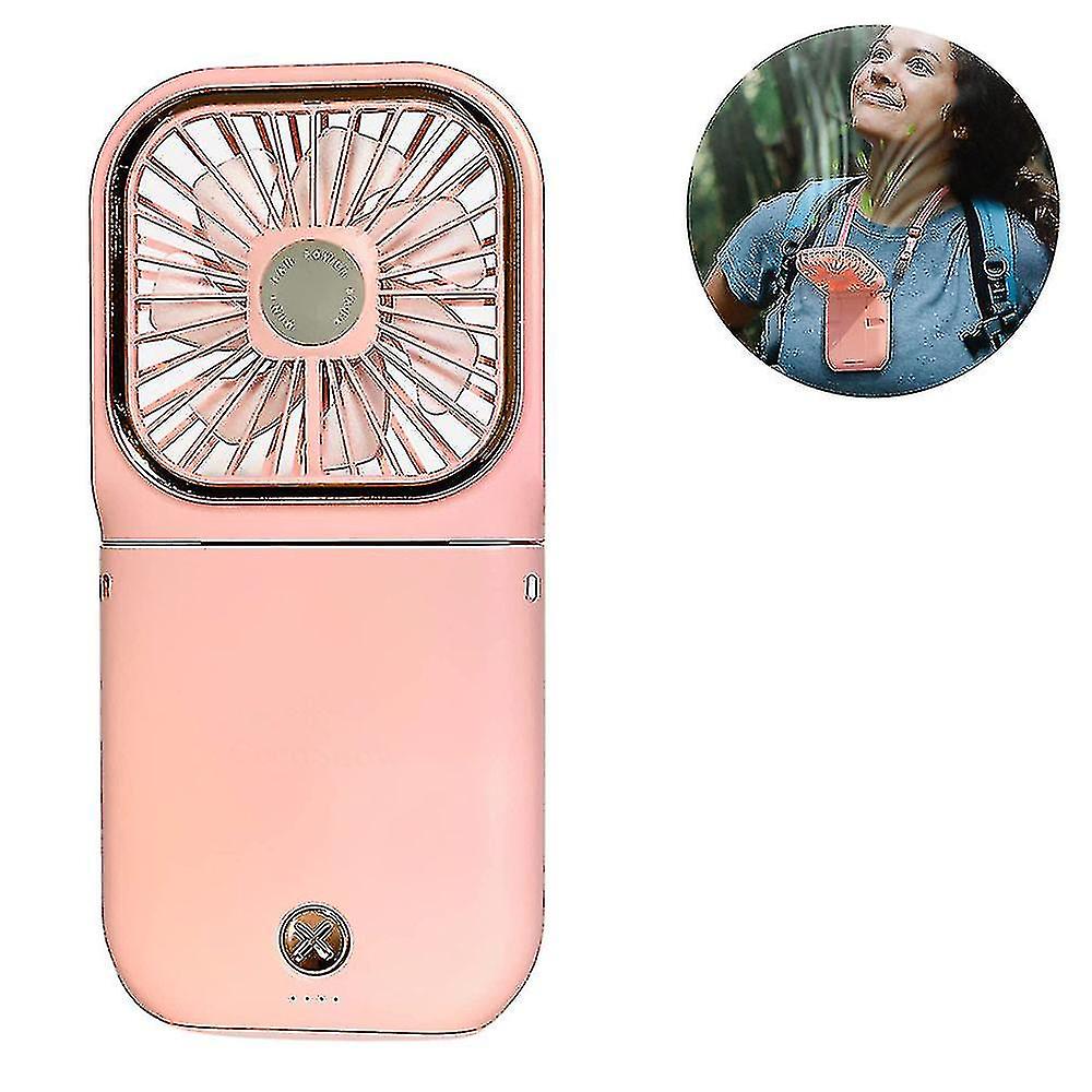 Personal Handheld Travel Fan With Power Bank - Convenient Portable Phone Charger， Usb Rechargeable Necklace Fan， Battery Powered Desk Fan Ideal For Ca