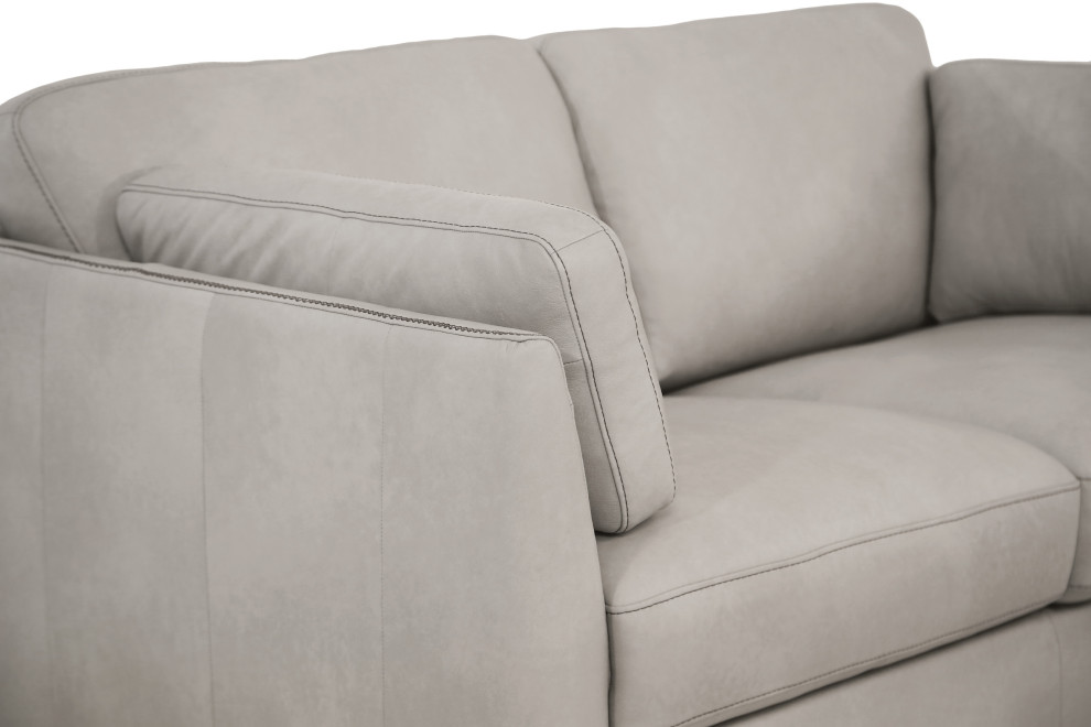 Leatherette Loveseat With Tapered Legs And Sloped Armrests Dusty White   Transitional   Loveseats   by VirVentures  Houzz