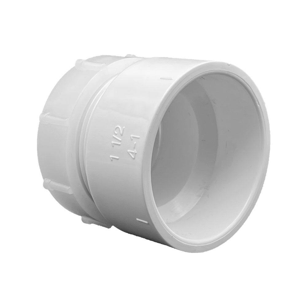 VPC 1-12 in. PVC DWV Hub x Slip-Joint Trap Adapter With Plastic Nut 34-LP104P-015B