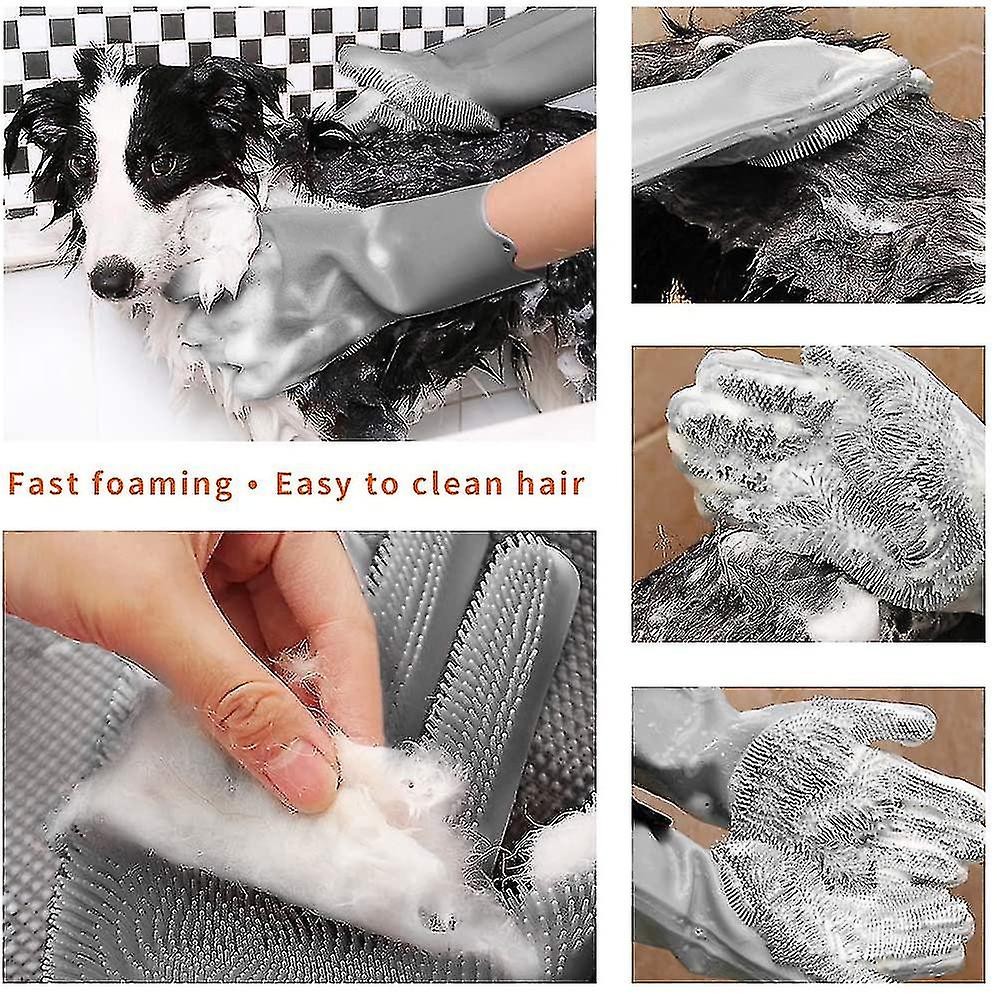 Pet Grooming Gloves Dog Bathing Shampoo Brush，heat Resistant Gloves