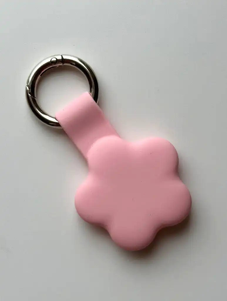 Pink Flower Silicone AirTag Case