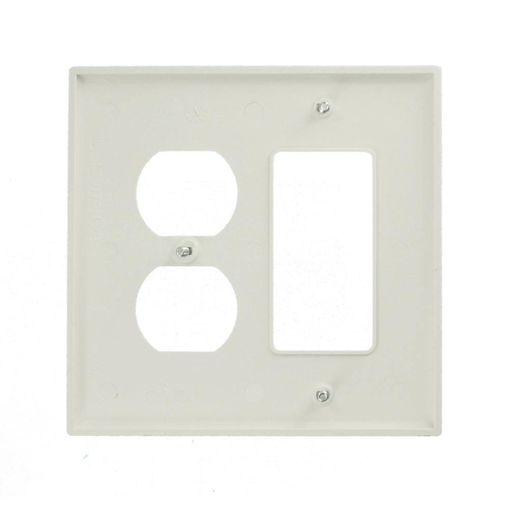 Leviton White 2-Gang 1-DecoratorRocker1-Duplex Wall Plate (1-Pack) R52-PJ826-00W