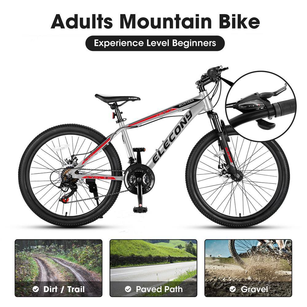 Cesicia 26 in. Steel Mountain Bike with 21-Speed in Gray jinxBike9